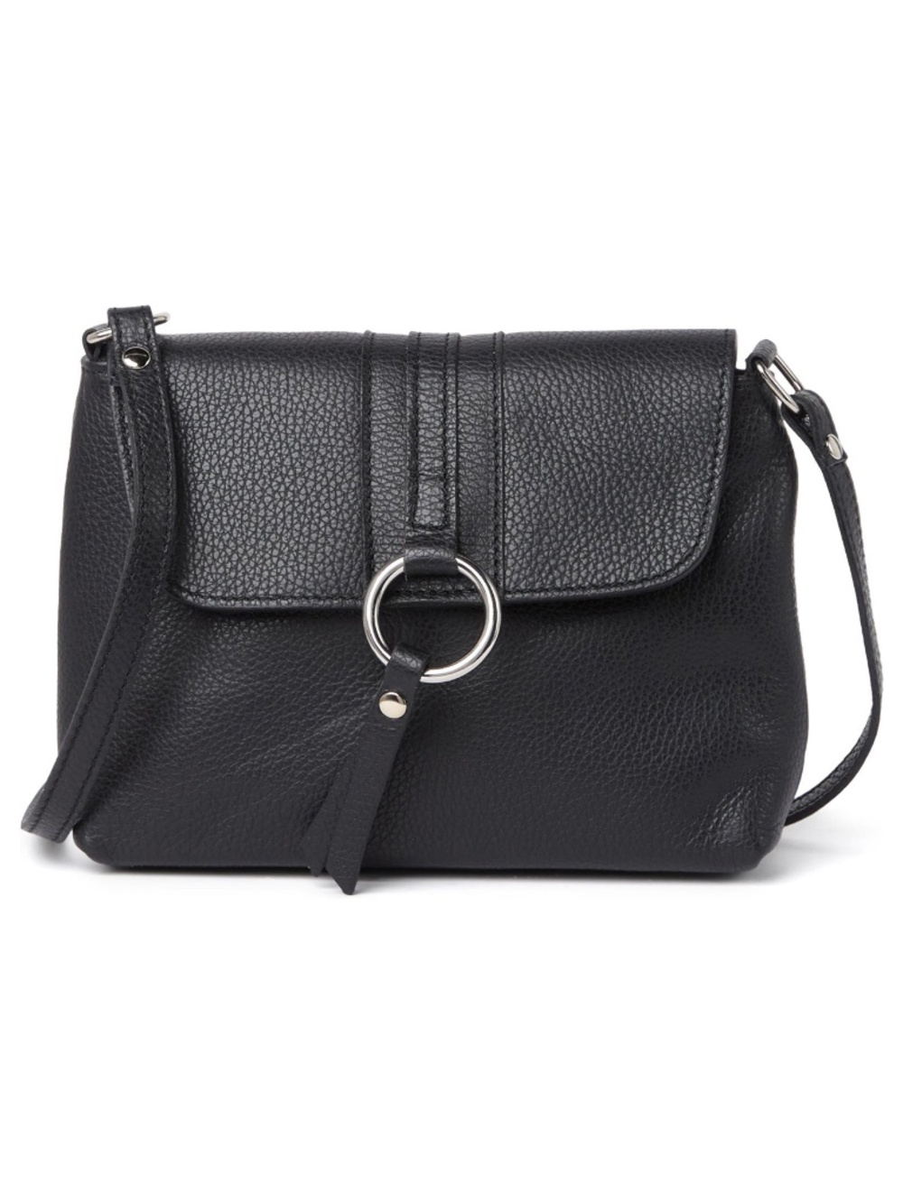 GIULIA MASSARI NWT DOLLARO BLACK LEATHER CROSSBODY BAG. MADE IN ITALY